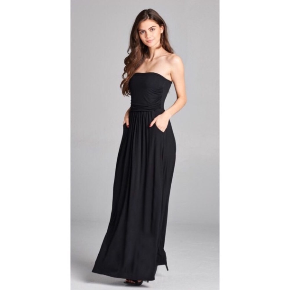 Black Strapless Maxi Dress